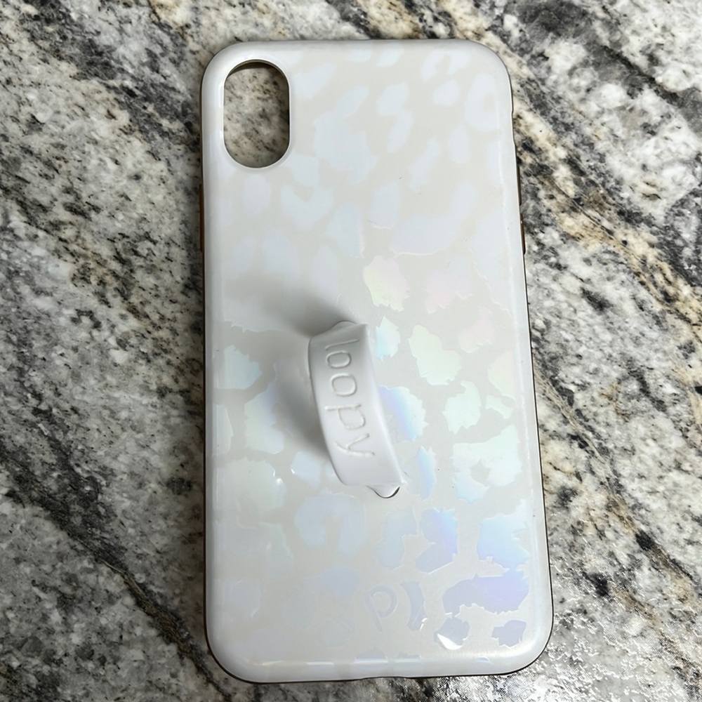 White cheetah iPhone X/XS loopy case